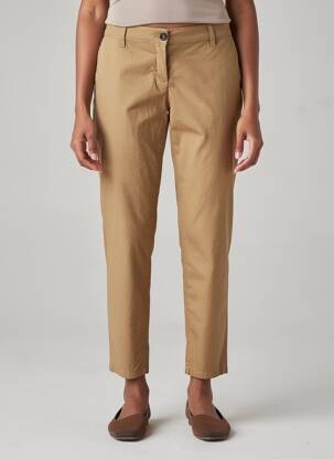 Pantalon chino fermeture zippée sous rabat boutonné taille normale marron TRUSSARDI JEANS femme