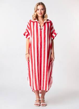 Robe longue manches courtes manches courtes rouge ESTEE BROWN femme