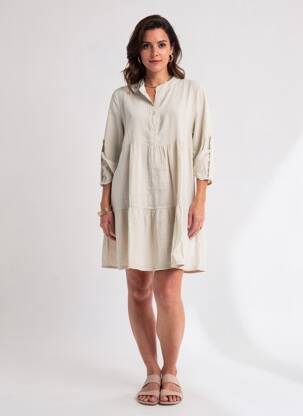 Robe courte manches 3/4 manches 3/4 gris NAIS femme