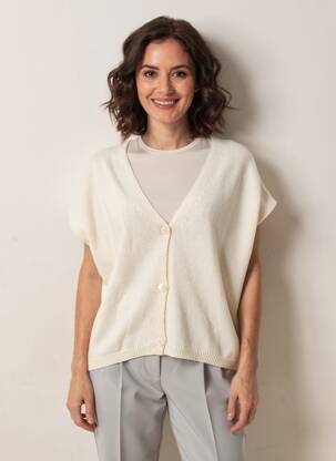 Gilet manches longues manches 3/4 beige O'MER femme