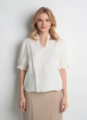 Blouse tissage crêpe manches courtes beige NAIS femme