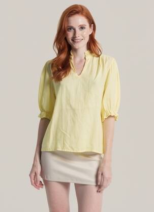 Blouse tissage crêpe manches courtes jaune NAIS femme