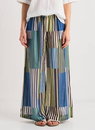 Pantalon large tissage popeline taille normale bleu SUNNY STUDIO femme