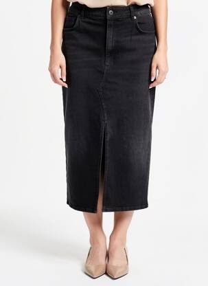 Jupe mi-longue stretch noir CUP OF JOE DENIM femme