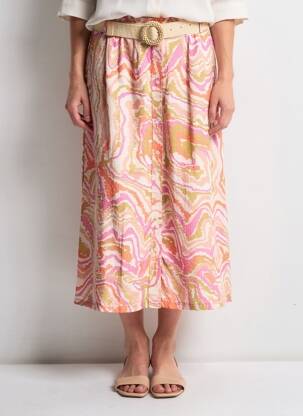 Jupe mi-longue coupe évasée rose LA PETITE FRANCAISE femme