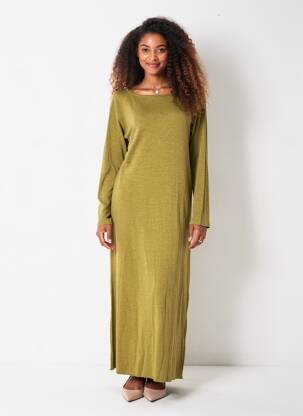 Robe longue manches longues manches longues vert AMERICAN VINTAGE femme