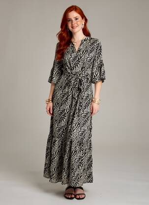 Robe longue manches courtes manches courtes noir B.YOUNG femme