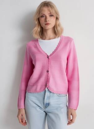 Gilet manches longues resserrée sur le bas rose B.YOUNG femme