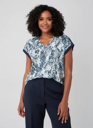 T-shirt col v manches courtes bleu STREET ONE femme