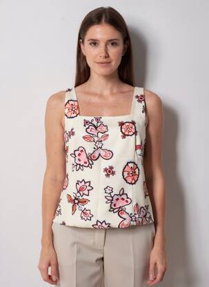 Top col carré fines bretelles beige GRACE & MILA femme