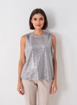 Top stretch sans manche argent AN' GE femme