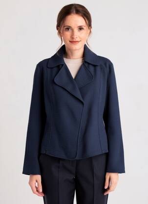 Manteau court coupe droite sans capuche bleu SIGNE NATURE femme