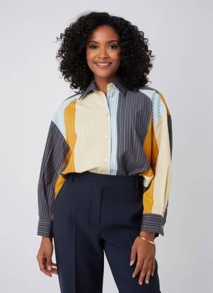 Chemisier coupe droite manches longues orange HOD femme