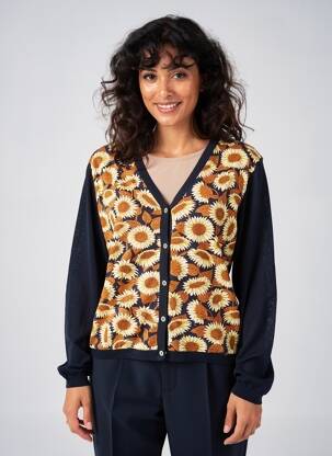 Gilet manches longues resserrée sur le bas bleu NICE THINGS femme
