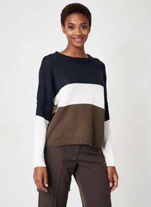Pull maille souple et aérée manches longues bleu O'MER femme