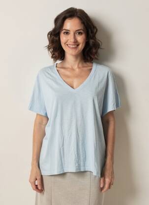 T-shirt col v manches courtes bleu ANONYM APPAREL femme