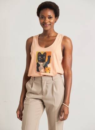 Débardeur stretch sans manche orange NICE THINGS femme