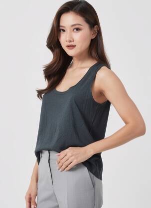 Débardeur stretch sans manche bleu AMERICAN VINTAGE femme