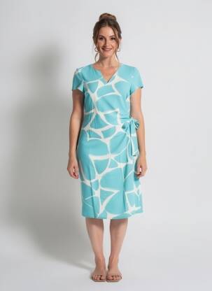 Robe courte manches courtes manches courtes bleu SIGNE NATURE femme