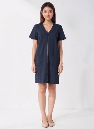 Robe courte manches courtes manches courtes bleu I.CODE (By IKKS) femme
