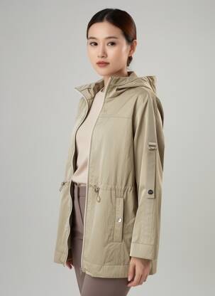 Imperméable manches longues sans capuche vert BETTY BARCLAY femme