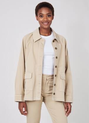 Veste casual poignets boutonnés avec fente beige HOD femme