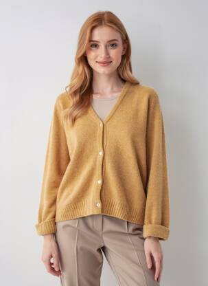 Gilet manches longues resserrée sur le bas beige AMERICAN VINTAGE femme