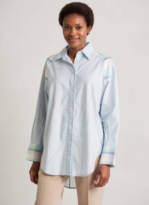 Tunique manches longues col chemisier bleu HOD femme