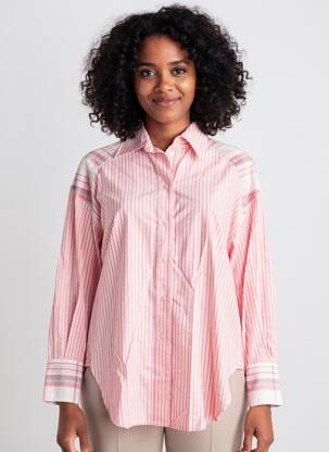 Tunique manches longues col chemisier rose HOD femme