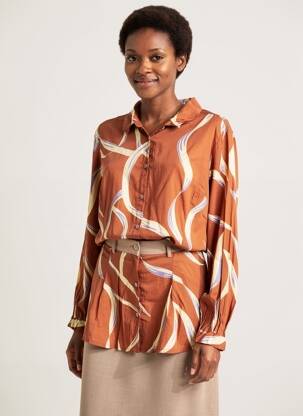 Chemisier coupe cintrée manches longues marron NICE THINGS femme