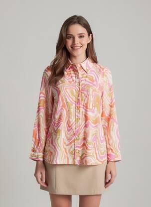 Chemisier tissage crêpe manches longues rose LA PETITE FRANCAISE femme