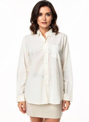 Chemisier coupe cintrée manches longues beige AMOUR femme