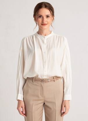 Chemisier tissage crêpe manches longues beige PAKO LITTO femme