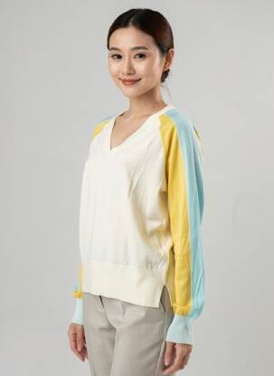 Pull stretch manches longues jaune ORFEO femme
