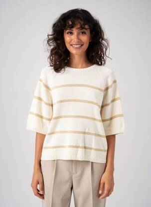 Pull coupe droite manches 3/4 beige SIGNE NATURE femme