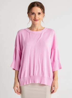 Pull stretch manches 3/4 rose O'MER femme