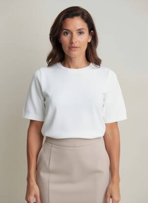 Pull stretch manches courtes blanc BETTY BARCLAY femme