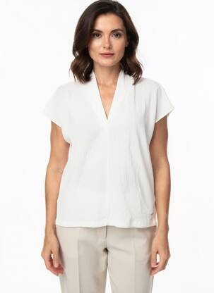 Blouse tissage crêpe manches courtes beige BETTY & CO femme