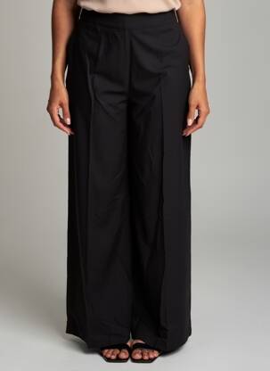 Pantalon large fermeture zip latéral taille haute noir LA FEE MARABOUTEE femme