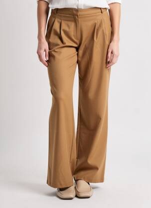 Pantalon large tissage popeline taille normale marron LA PETITE FRANCAISE femme