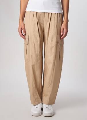 Pantalon cargo tissage popeline taille normale beige O'MER femme