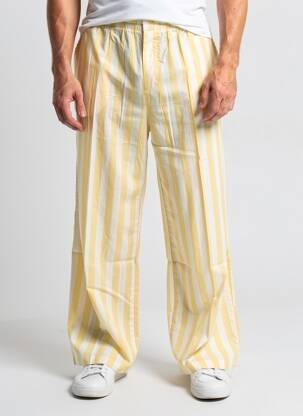 Pantalon large tissage popeline taille haute jaune EMMA & ASHLEY homme