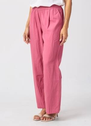 Pantalon droit tissage popeline taille normale rose HOD femme