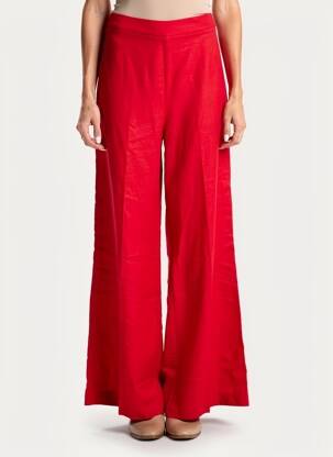 Pantalon large fermeture zip latéral taille normale rouge GRACE & MILA femme