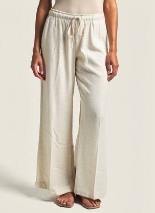 Pantalon large coupe fluide taille normale beige GRACE & MILA femme