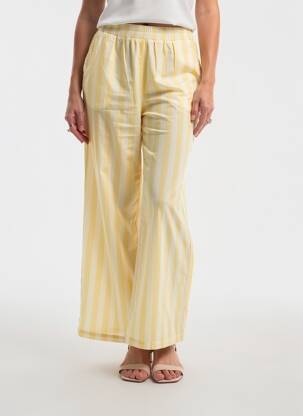 Pantalon large poches taille normale jaune EMMA femme