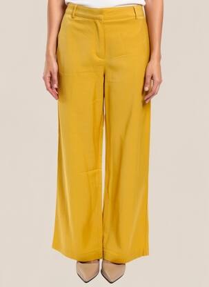 Pantalon large fermeture zippée sous rabat boutonné taille normale jaune NICE THINGS femme