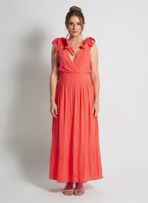 Robe longue sans manche sans manche orange MOLLY BRACKEN femme