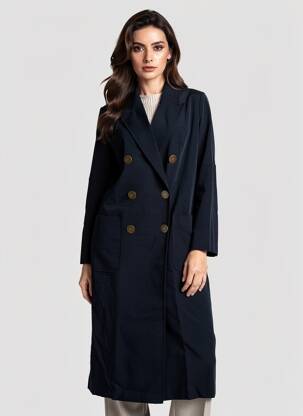 Manteau long coupe cintrée sans capuche bleu SCHOOL RAG femme