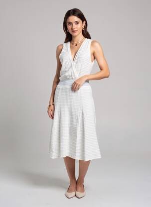 Robe mi-longue sans manche sans manche blanc LILI SIDONIO femme
